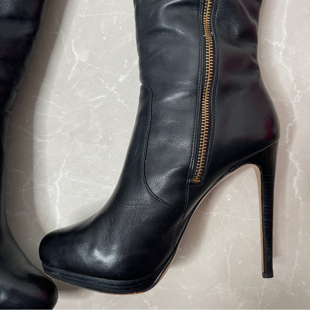 Michael Kors Black Leather Caroline Tall Boots With Box - Picture 12 of 16